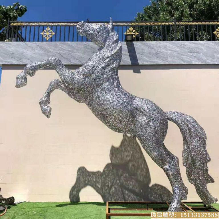 不锈钢镂空马雕塑 动物马 编制工艺2